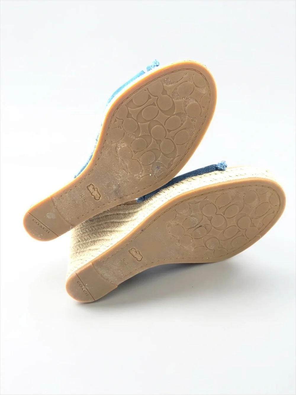 ✨ Coach Katherine Signature Denim Espadrille Wedge Sandals 8.5✨